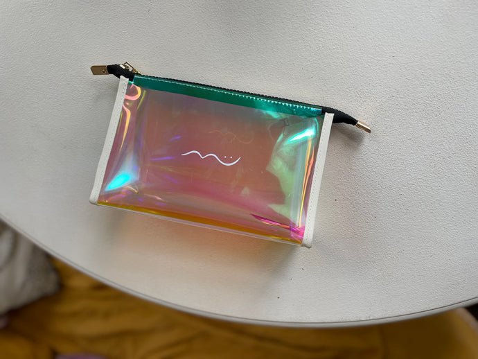Holographic cosmetic pouch bag